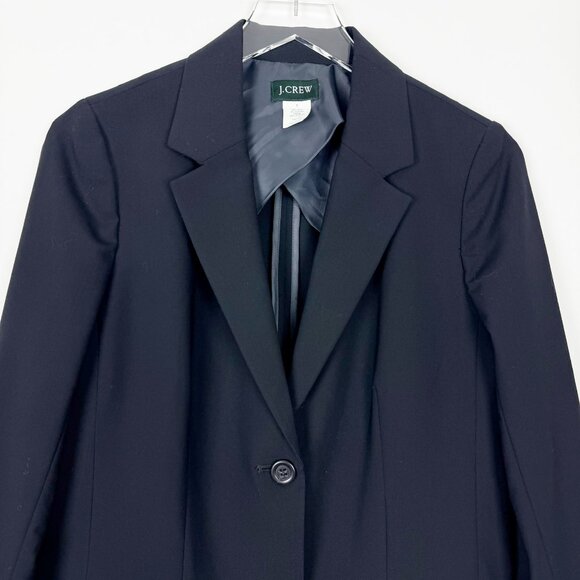 J. Crew Boyfriend Blazer Womens Size 6 Black Longline Wool Blend Single Breasted - Picture 3 of 14